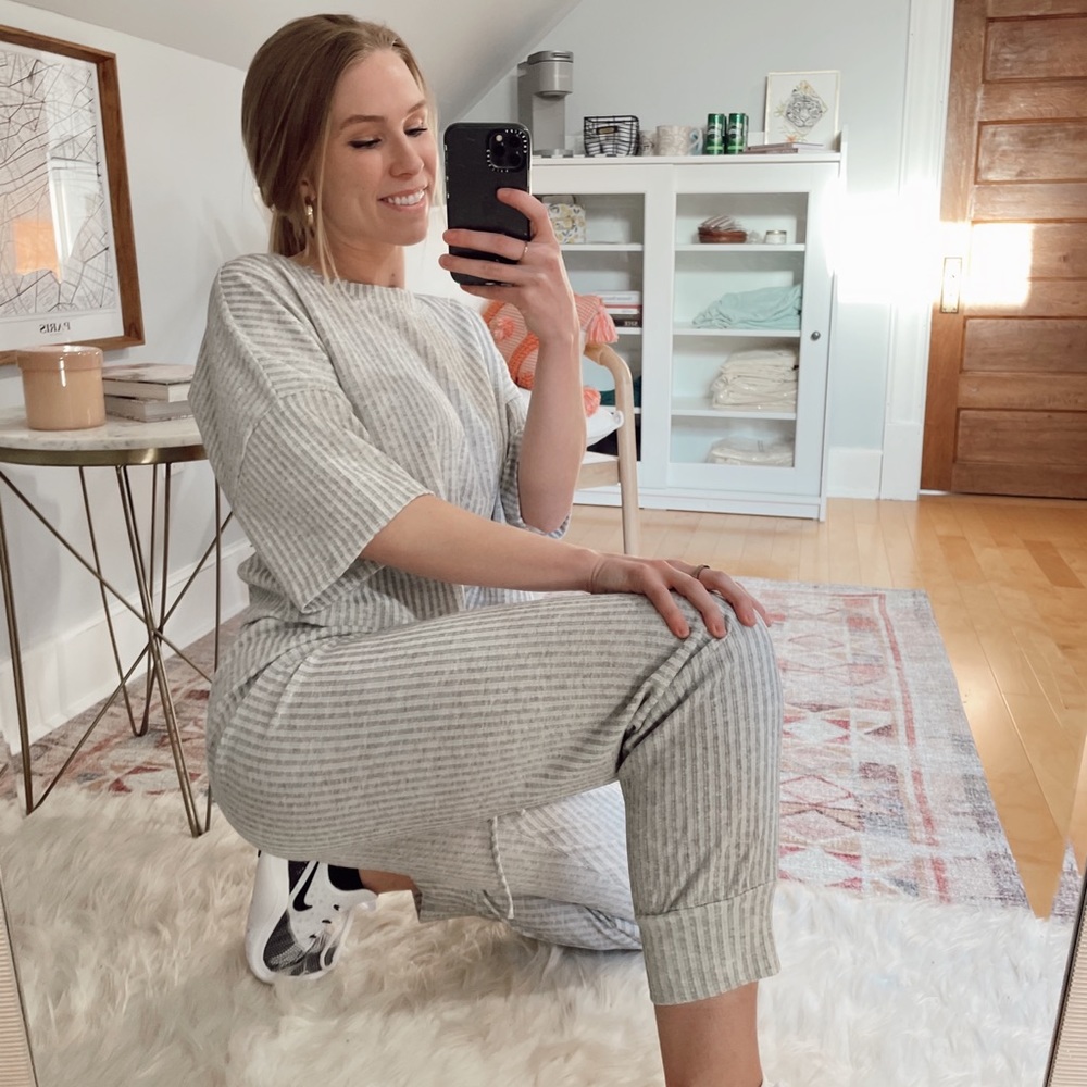 Grey Striped Lounge Set- Joggers